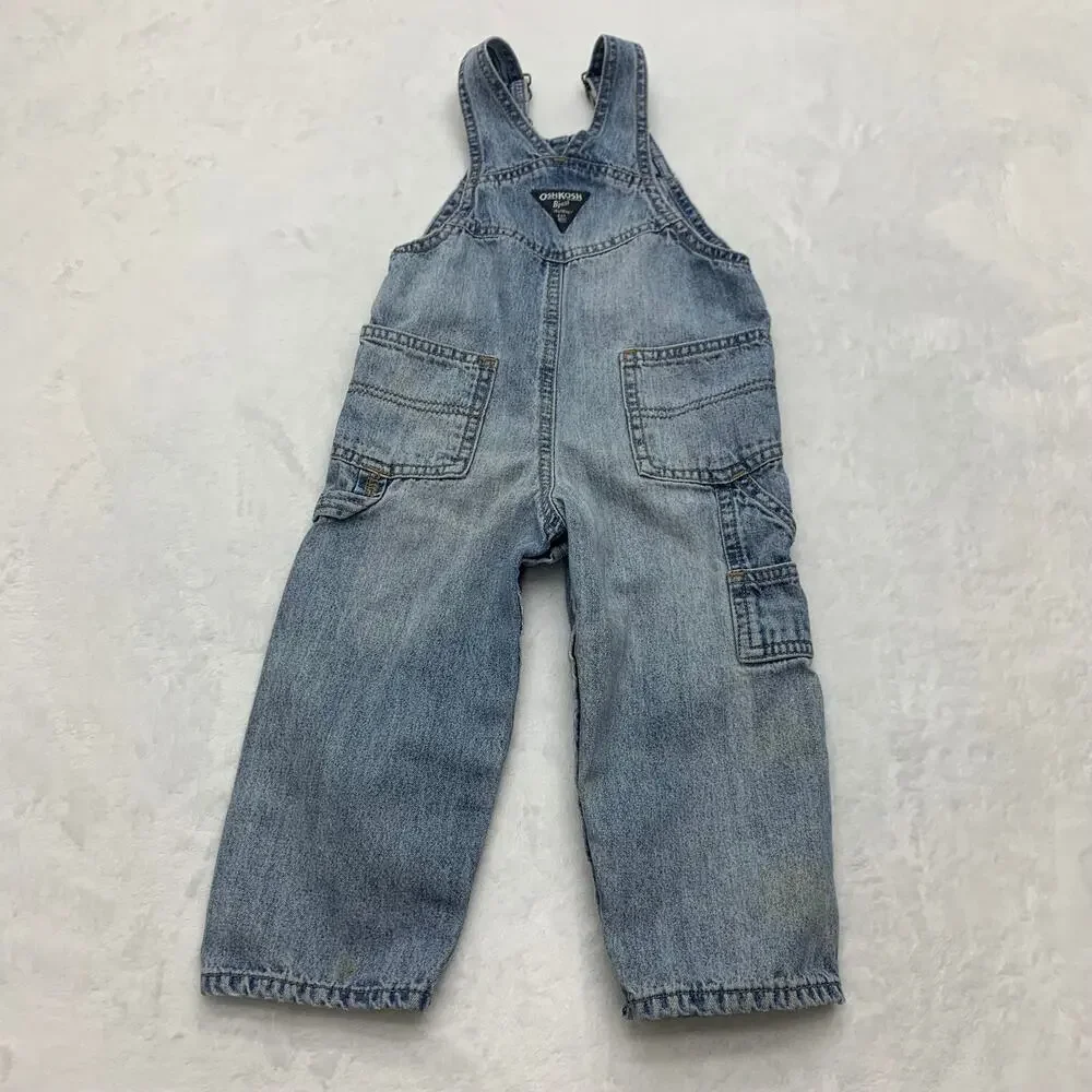 Osh Kosh B'Gosh 18-24M Stonewash Long Pant Denim Jean Overalls Kidcore